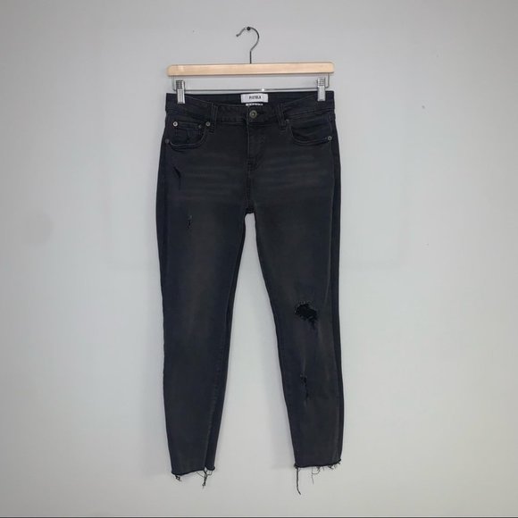Pistola Jeans Women’s Size 28 Washed Black Denim High Rise Distressed  Raw Hem - Picture 3 of 12